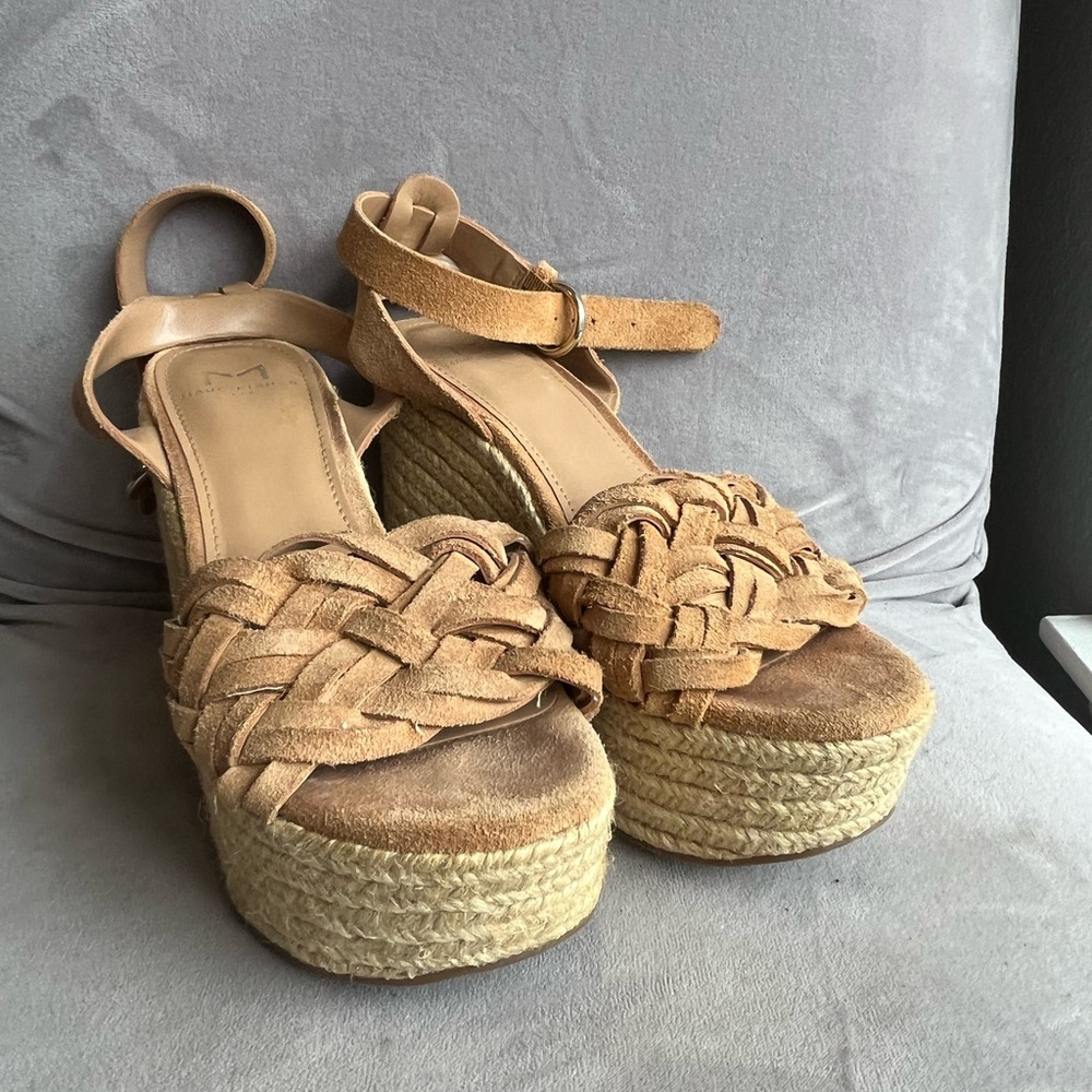 Women's Tan Woven Platform Sandals